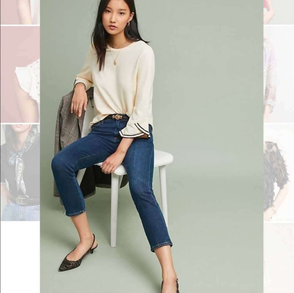 NWT Anthropologien Ivory Trim Sweater